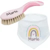 Schnullireich Geschenkset Mit Namen NUK Babybürste + Baby Halstuch (Mädchen) Rosa 5